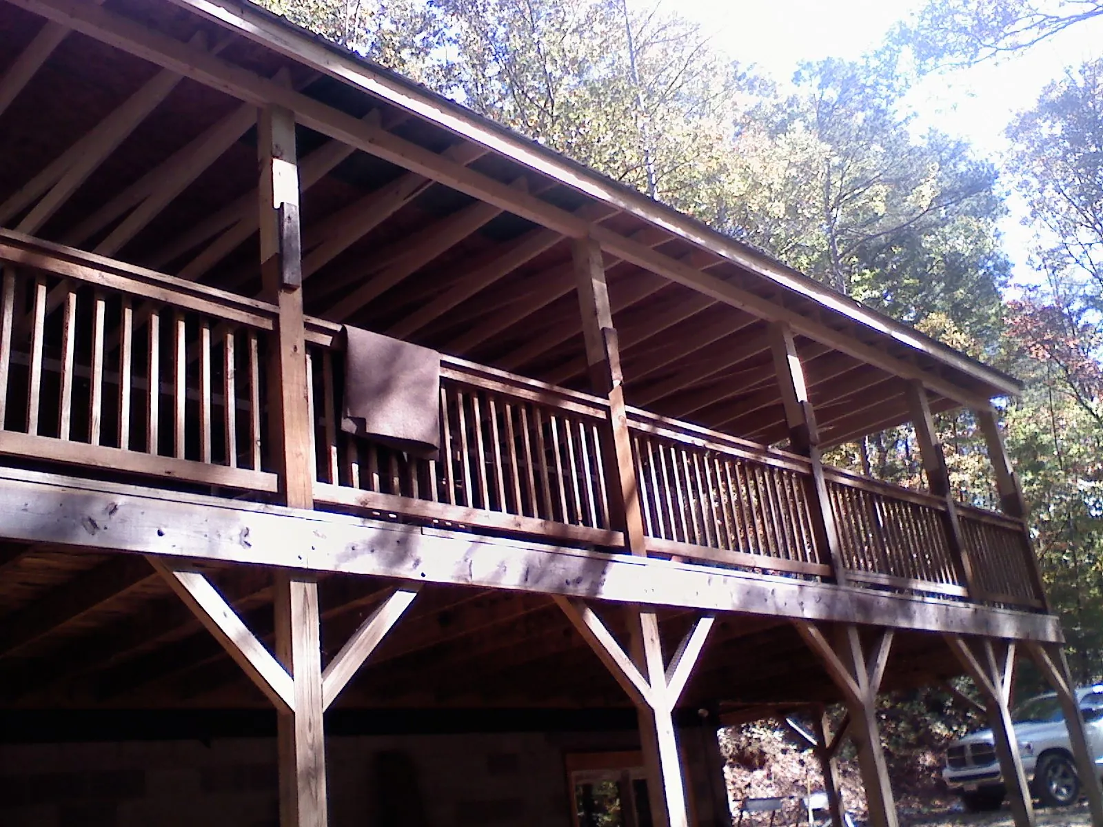 Timber framing under a new elevated porch and deck — Roof Leak Repair in Whitestown by Roofing Brothers